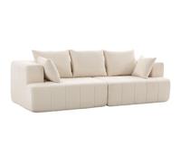 HOMCOM Canapé 3 Places en Chenille 248 cm Large Assise Rembourrée Beige