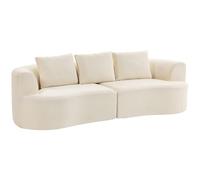 HOMCOM Canapé 3 Places en Chenille 260 cm, canapé Salon rembourré Moderne, Assise Large, 3 Coussins, Ressorts ensachés, Mousse Haute densité, entièrement compressé Pas de Montage nécessaire, crème