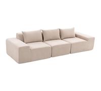 HOMCOM Canapé 3 Places en Chenille 320 cm Canapé Salon Modulaire Beige | Assise et Accoudoirs Extra-Larges, 3 Coussins, Rembourrage Épais, Entièrement Compressé Sans Montage, pour Chambre Bureau