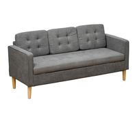 HOMCOM Canapé 3 Places en Coton 166,5 cm, canapé Moderne avec Rangement caché, Dossier capitonné, Assise et accoudoirs rembourrées et Pieds en Bois d'hévéa, pour Salon, Chambre, Bureau, Gris