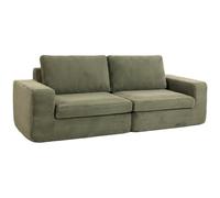 HOMCOM Canapé 3 Places en Velours Côtelé Compressé 236 cm Vert | Canapé de Salon avec Coussin à Ressorts, Accoudoirs et Dossier Rembourrés, Sans Montage, pour Chambre, Bureau, Appartement