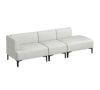Canapé 3 places design contemporain modulable piètement acier noir tissu aspect lin blanc cassé