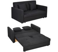 HOMCOM Canapé Convertible 2 Places 2 en 1 avec Coffre de Rangement intégré et 2 Coussins Inclus, canapé-lit en Coton pour Petit Espace, Salon ou Chambre d'amis, Gris foncé