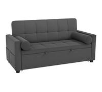 HOMCOM Canapé convertible 2 places 3 en 1 canapé-lit avec lit gigogne double dossier réglable 2 coussins 80,5x137,5x84cm gris
