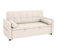 HOMCOM Canapé convertible 2 places 3 en 1 canapé-lit avec lit gigogne double dossier réglable 2 coussins 80,5x137,5x84cm beige