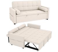 HOMCOM Canapé Convertible 2 Places 3 en 1 Canapé-Lit Capitonné Beige