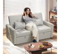 HOMCOM Canapé convertible 2 places 3 en 1, canapé-lit clic-clac, lit gigogne, dossier réglable, 2 coussins, 158x85x85cm, gris