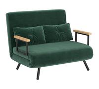 HOMCOM Canapé Convertible 2 Places 4 en 1, canapé-lit avec Dossier réglable sur 5 Niveaux, 2 Coussins et siège rembourré, Tissu Effet Velours, pour Salon, Chambre d'amis, Petit Espace, Vert