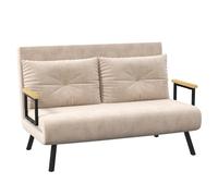 HOMCOM Canapé Convertible 2 Places 4 en 1, canapé-lit avec Dossier réglable sur 5 Niveaux, 2 Coussins et siège rembourré, Tissu Effet Velours, pour Salon, Chambre d'amis, Petit Espace, Beige