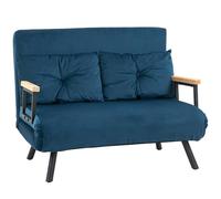 HOMCOM Canapé Convertible 2 Places 4 en 1, canapé-lit avec Dossier réglable sur 5 Niveaux, 2 Coussins et siège rembourré, Tissu Effet Velours, pour Salon, Chambre d'amis, Petit Espace, Bleu