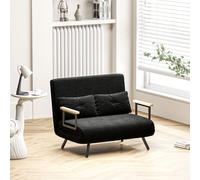 HOMCOM Canapé convertible 2 places 4 en 1, canapé-lit avec dossier réglable sur 5 niveaux, 2 coussins, 102 x 73 x 81 cm, noir