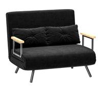 Canapé convertible 2 places HOMCOM - dossier réglable à 5 niveaux et 2 coussins - tissu effet velours - 102 x 73 x 81 cm - noir