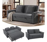 HOMCOM Canapé convertible 2 places, canapé-lit clic-clac en chenille 168cm, dossier réglable, ressorts ensachés, poche latérale, 2 coussins, style moderne, pour salon chambre d'amis petit espace, gris