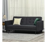 Canapé convertible 2 places style Chesterfield capitonné dossier inclinable 3 positions tissu gris foncé