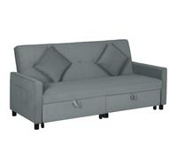 Canapé convertible 3 places canapé-lit clic-clac - HOMCOM - réversible avec dossier réglable et coussins 196 x 90 x 89 cm - gris