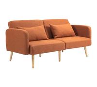 Canapé Convertible 3 Places Scandinave Inclinable Tissu Ocre Havane Orange