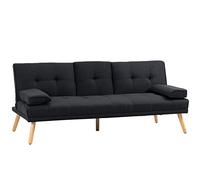 HOMCOM Canapé Convertible 3 Places Dossier Réglable 3 Niveaux Gris