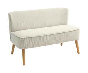 HOMCOM Canapé d'amour 46" Velours côtelé 2 Places, Blanc crème | Siège épais rembourré, pieds en bois de caoutchouc, rembourré, salon, bureau à domicile