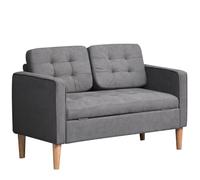 HOMCOM Canapé d'amour Moderne 2 Places, Petit Coffre capitonné, Gris
