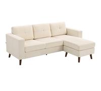 HOMCOM canapé d'angle 192 cm méridienne réversible Blanc crème