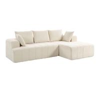 HOMCOM Canapé d'angle 256 cm avec Méridienne Canapé-Lit 3 Places Beige