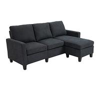 HOMCOM Canapé d'angle 3 Places 197L x 139l x 91H cm Gris Foncé