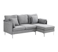 HOMCOM Canapé d'angle 3 Places Convertible canapé avec méridienne réversible pour Salon, Grand Confort Tissu Polyester Gris Clair