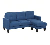 HOMCOM Canapé d'angle 3 Places méridienne réversible droite ou gauche, salon, grand confort, bleu Descriptions Longues:Ce magnifique canapé d'angle 3 places en tissu bleu sublimera votre intérieur. So