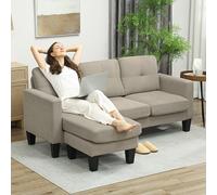 HOMCOM Canapé d'angle 3 Places méridienne réversible droite ou gauche, salon, grand confort, dossier capitonné, beige
