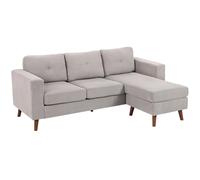 HOMCOM Canapé d'angle 3 places méridienne réversible Velours côtelé Gris clair