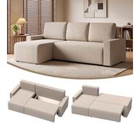 HOMCOM Canapé d'angle avec Fonction Sommeil Chauffeuse réversible Beige