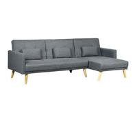 Canapé D'angle Convertible 3 Places Scandinave Bois Aspect Lin Gris Gris