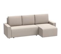 HOMCOM Canapé d'angle convertible avec ottomane réversible, canapé 3 places en L en suédine synthétique, Beige