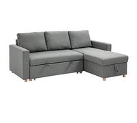 HOMCOM Canapé d'angle Convertible Canapé Lit 3 Places Modulable Gris