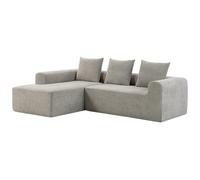 HOMCOM Canapé d'angle en Chenille, 3 Places, Méridienne, 242 cm, Gris Clair