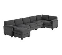 HOMCOM Canapé d'angle en forme de U avec rembourrage à ressorts, 292 x 224 cm, gris foncé