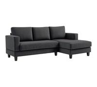 HOMCOM Canapé d'angle en Velours côtelé, canapé 3 Places avec méridienne et Coussin à Ressorts épais, Largeur 214 cm, Design Moderne, Charge jusqu'à 400 Kg, pour Salon, Appartement, Gris foncé