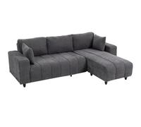 HOMCOM Canapé d'angle Modulable 242 cm Assise Large 2 Oreillers Gris Foncé