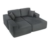 HOMCOM Canapé d'angle modulaire, canapé-lit en L à assise profonde, larges accoudoirs, 2 coussins, gris foncé