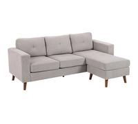 HOMCOM Canapé d'angle réversible en velours côtelé, 192 cm, canapé 3 places en forme de L modulaire avec méridienne, cadre en acier, design moderne, pour salon, appartement, petit espace, gris clair