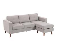 HOMCOM Canapé d'angle réversible en Velours côtelé, 192 cm, canapé 3 Places en Forme de L modulaire avec méridienne, Cadre en Acier, Design Moderne, pour Salon, Appartement, Petit Espace, Gris Clair