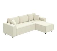 HOMCOM Canapé d'angle Réversible en Velours Côtelé 241x153x83cm en L Crème