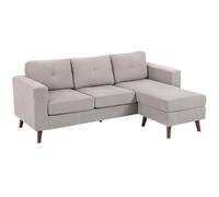 HOMCOM Canapé d'angle réversible en Velours côtelé en L 192 cm Gris Clair