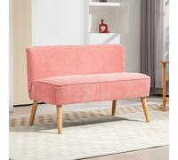 HOMCOM Canapé deux places, design scandinave élégant, cadre en bois massif, jusqu'à 150 kg, 117 x 56,5 x 77 cm, Rose