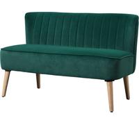 HOMCOM Canapé en tissu 2 places Canapé lounge bois velours polyster mousse vert foncé 117 x 56,5 x 77 cm