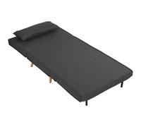 HOMCOM Canapé-lit 1 place avec dossier réglable, coussin inclus et pieds pliables charge 120 kg gris