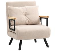 HOMCOM Canapé-lit 1 Place Canapé-lit Pliant rembourré en Velours avec Dossier réglable à 5 Niveaux et Oreiller rembourré pour Le Bureau, la Chambre à Coucher et Le Salon 63x73x81 cm Beige