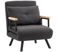 HOMCOM Canapé-lit 1 Place Canapé-lit Pliant rembourré en Velours avec Dossier réglable à 5 Niveaux et Oreiller rembourré pour Le Bureau, la Chambre à Coucher et Le Salon 63x73x81 cm Gris foncé