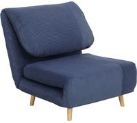 HOMCOM Canapé-lit 2 en 1 Fauteuil-lit Réglable Matelas pliant Lit d'appoint en velours côtelé, pour chambre à coucher, salon Bleu 82 x 89 x 83 cm