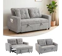 HOMCOM Canapé-lit 2 places 157 x 190 cm avec fonction sommeil, gris clair